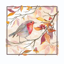 Sweet Fall Bird on Branch Indoor Outdoor Pillow 18x18 | MCMSM401LCS