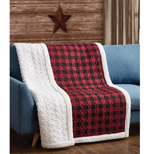 Red and Black Buffalo Plaid Quilted Sherpa Throw Blanket | DUKDQST10017