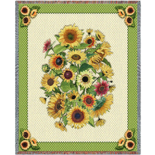 Handmade Sunflower Bouquet Tapestry Throw Blanket "Sunflower Garden" | pc3569-T