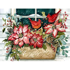 Merry and Bright Cardinal and Poinsettia Pillow | MCSW411HP