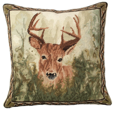Stag in the Woods Needlepoint Down Throw Pillow | MICNCU774