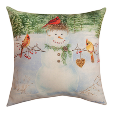 Happy Snowman Heart Indoor/Outdoor Pillow | MWWSLHSH