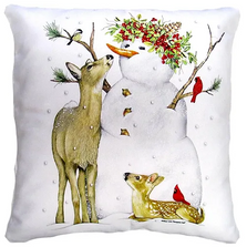 Deer and Snowman Indoor Outdoor Pillow 18x18 | MCMLT309LCS-Deer