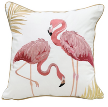 Heavily Embroidered Pink Flamingo Indoor/Outdoor Pillow | GIIR775030025