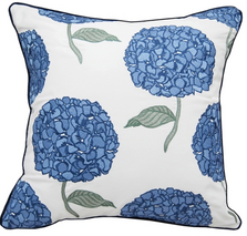 Hand Embroidered Blue Hydrangea Indoor/Outdoor Pillow | GIIR775020003