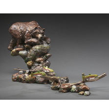 Bear Bronze Sculpture "Waiting Game" | MHSWAITINGGAME