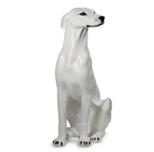 White 33" Greyhound Ceramic Sculpture | INTANI2322