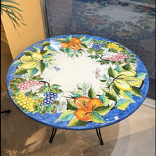 Hand Painted Tavola Rosella Volcanic Lava Stone Table | INTAV4302