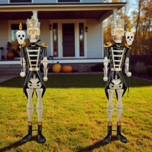 Set of 2 Standing Ancient Skeleton Sentry Soldiers in Silver | ZLIZR210917-SET