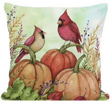 Cardinals on Pumpkins Indoor Outdoor Pillow | MCSW2510