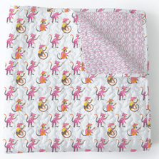 Handmade Monkey Icon White Quilted Baby Blanket | IMHQDMONKEYICONBB