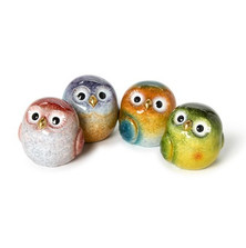 Set of 4 Birds of a Feather Painted Owl Tabletop Sculptures | TC55247 