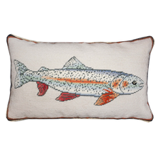 Swimming Rainbow Trout Needlepoint Down Throw Pillow | Michaelian Home | MICNCU848