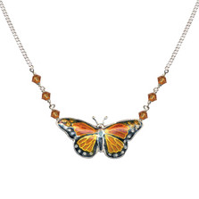 Monarch Butterfly Cloisonne Small Necklace | Bamboo Jewelry | 0003sn