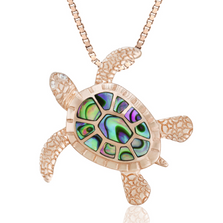 Turtle Abalone Rose Gold Pendant Necklace (HTSSTP-0026P/RG