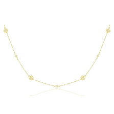 Yellow Gold Diamond Plumeria Link Necklace | HTSFLN-0002