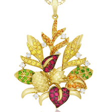Floral Sapphire and Diamond Pendant | HTSFBP-36228