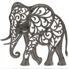 Scrollwork Elephant Recycled Steel Drum Wall Art | Le Primitif
