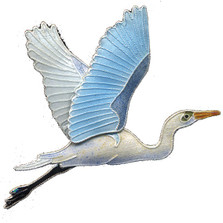 Great Egret Cloisonne Pin | Bamboo Jewelry | bj0110p