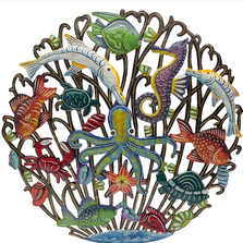 Painted Currents of Life Recycled Steel Drum Wall Art | Le Primitif