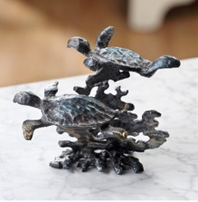 Sea Turtle Pair with Coral Sculpture | SPI51097