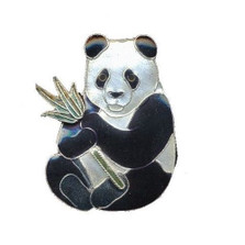 Panda with Bamboo Cloisonne Pin | Bamboo Jewelry | bj0021p