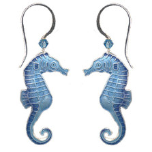 Blue Seahorse Cloisonne Wire Earrings | Bamboo Jewelry | bj0030e