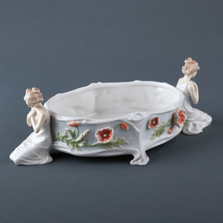 Kneeling Maiden and Poppies Fine Porcelain Bowl | USIAP20321AA