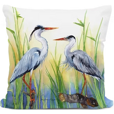  Blue Heron Pair Indoor Outdoor Pillow | MCSR2601
