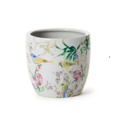 Bird & Blossom Chinoiserie Porcelain Garden Cachepot | TCBLF178