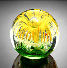 Art Glass Yellow Flower Sphere | SPI76161