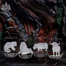 African Safari Crystal Stemless Wine Glass Set of 4 | EC673-AF-Safari/4