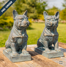  Set of 2 French Bulldog Statues in Grey-Bronze | ZR136030-GBS