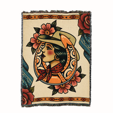 Handmade Western "Lucky Lady" Tapestry Throw Blanket | PC16655