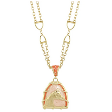 Gold Snaffle Bit Horse Necklace | LAN65701GBRIGHTORANGEM