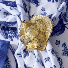 Set of Two Golden Turkey Napkin Rings | TC82845