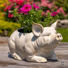 17" Hand Painted Ceramic Pig Planter "Kewanee" | ZLIZR083913