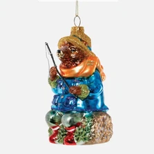 Beaver Fisherman Glass Ornament | OHDCN-329Beaver