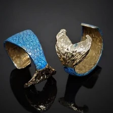 Bronze Mermaid Cuff Bracelet with Blue Patina | Nature Jewelry 