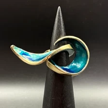 Bronze Moving Wave Ring with Blue Patina | Nature Jewelry | ASJMOVINGWAVERINGBLUE