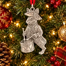 Arthur Court 2026 "Bunny Drummer" Polished Pewter Ornament | VHC151X26