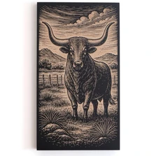 Engraved Birch Wood Panel of Texas Longhorn | BEN5514 - TexasLonghorn