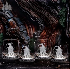 Bronco Etched Fine Crystal 13 oz DOF Glass Set of 4 | EC660-WS-13/4