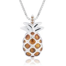 Sterling Silver Koa Pineapple Pendant | Nature Jewelry | HTSIKP-25331