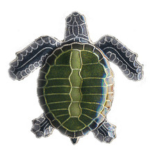 Olive Ridley Sea Turtle Cloisonne Pin | Bamboo Jewelry | BJ0075p