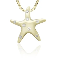 14K Yellow Gold Starfish and Diamond Pendant | Nature Jewelry
