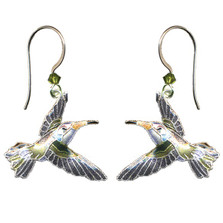 Violet Crowned Hummingbird Cloisonne Wire Earrings | Bamboo Jewelry | bj0102e