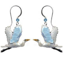 Great Egret Cloisonne Wire Earrings | Bamboo Jewelry | bj0110e