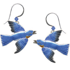 Bluebird Cloisonne Wire Earrings | Bamboo Jewelry | bj0119e