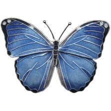 Blue Morpho Butterfly Cloisonne Pin | Bamboo Jewelry | bj0168p